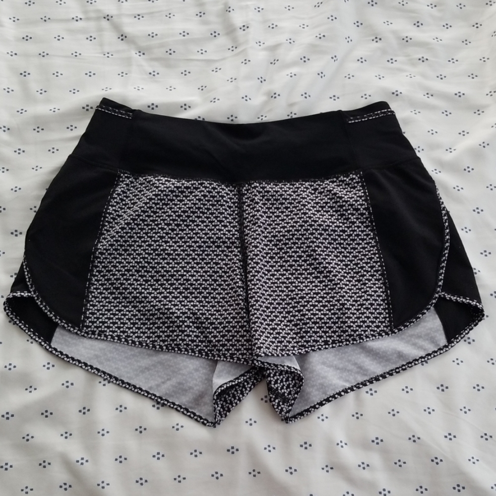 Lululemon Black and White Patterned Running Shorts